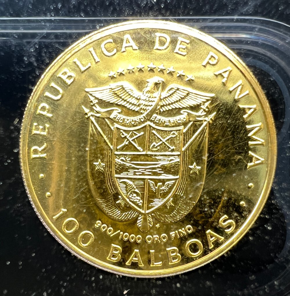 Interesting-Prototype?-Salesman-Sample?-Franklin-Mint-1975-Gold-100-Balboa